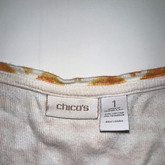 Chico’s Women’s Size 1 (M/8-10) Orange White Tank Top Cotton Blend - Picture 2 of 5
